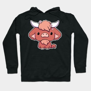 Cute Kawaii Cow - brow Hoodie